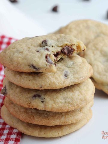 stack of chocolate chip cookies.