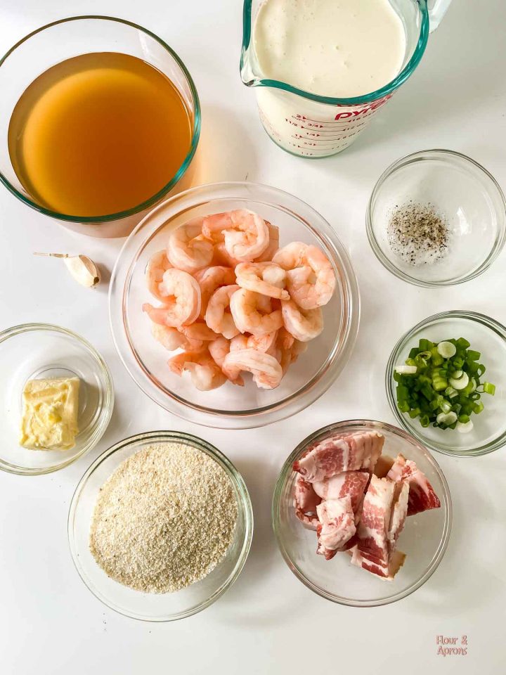 Ingredients for shrimp and grits.
