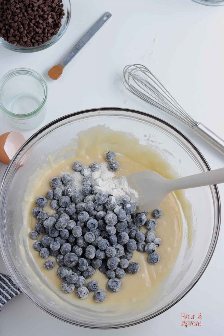 blueberries added to batter.