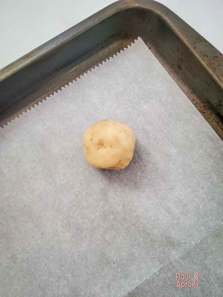 Raw dough on baking sheet.